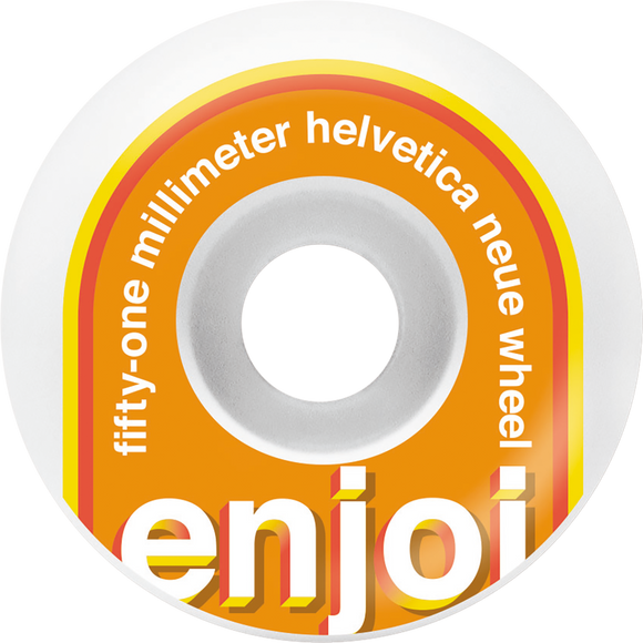 Enjoi Helvetica 51mm White/Orange Skateboard Wheels (Set of 4)