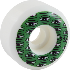 Toy Machine All Seeing 53mm White/Green Skateboard Wheels (Set of 4)