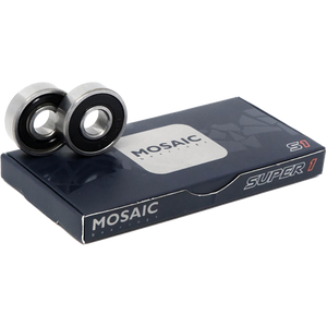 Mosaic Super 1 Abec-7 Bearings Silver/Black Single Set - 8 Pieces