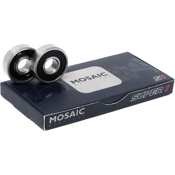 Mosaic Super 1 Abec-7 Bearings Silver/Black Single Set - 8 Pieces