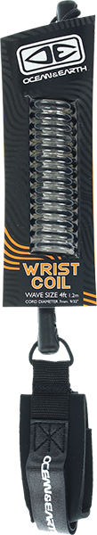 Ocean and Earth Bodyboard Basic Wrist Coiled Surfboard Leash - Black 