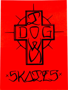 Dogtown Ese Cross 4" Decal Red/Black