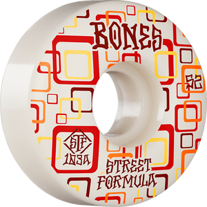 Bones Wheels STF V3 Retros 52mm 103a White/Red Skateboard Wheels (Set of 4)