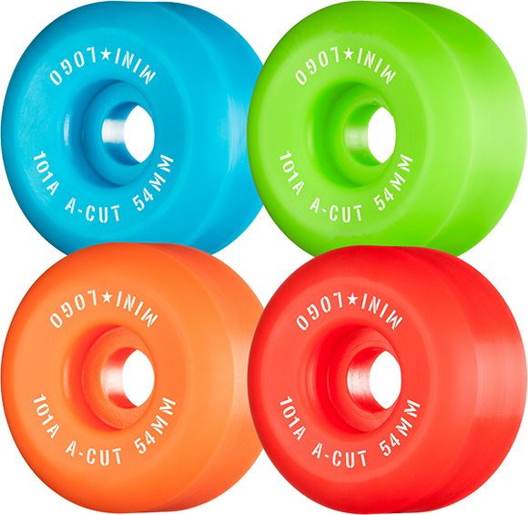 Ml A-Cut 54mm 101a Asst.Green/Red/Blue/Orange  Skateboard Wheels (Set of 4)