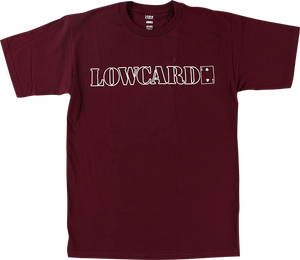 Lowcard Standard Line T-Shirt - Size: SMALL Maroon/White