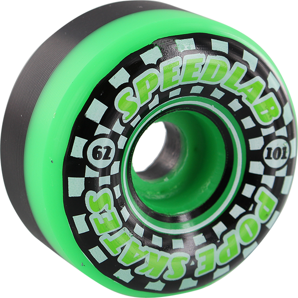 Speedlab Speedsters 62mm 101a Black/Green Longboard Wheels (Set of 4)