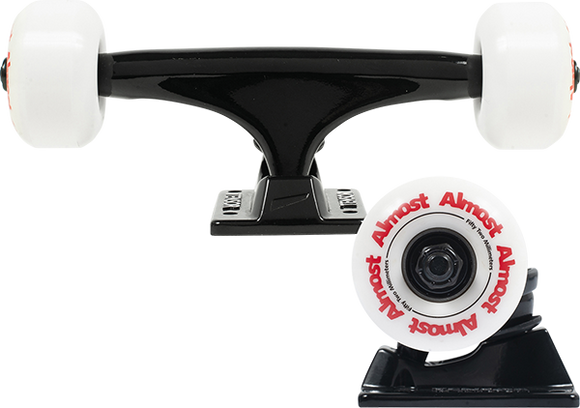 Ten/Almost Assembly 5.25 Black/Black W/52mm Color Wheel Skateboard Trucks (Set of 2)