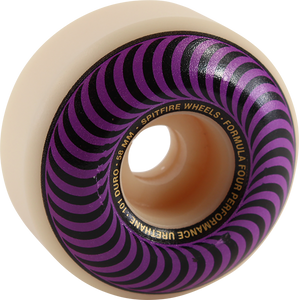 Spitfire F4 101a Classic Swirl 58mm White W/Purple Skateboard Wheels (Set of 4)