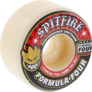 Spitfire F4 101a Conical Full 54mm White W/Red Skateboard Wheels (Set of 4)