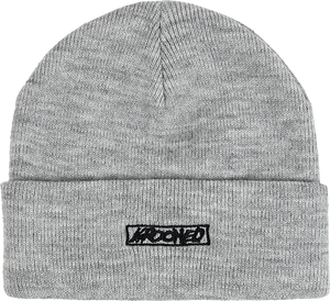 Krooked Moonsmile Script Cuff BEANIE Heather Grey/Black