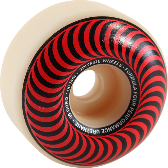 Spitfire F4 99a Classic Swirl 60mm White W/Red Skateboard Wheels (Set of 4)