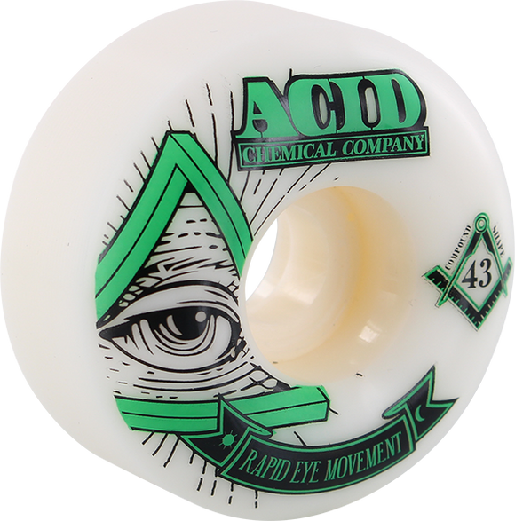 Acid Rem Pyramid 56mm 101a White Skateboard Wheels (Set of 4)