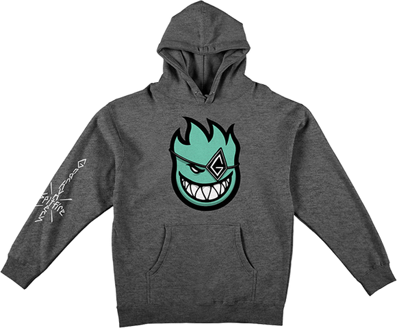 Spitfire Gnarhunters Bighead Hooded Sweatshirt - SMALL Charcoal Heather