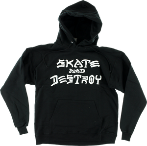 Thrasher Sk8 & Destroy Hooded Sweatshirt - SMALL Black