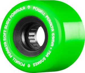 Powell Peralta Snakes 69mm 75a Green/Black W/White Longboard Wheels (Set of 4)