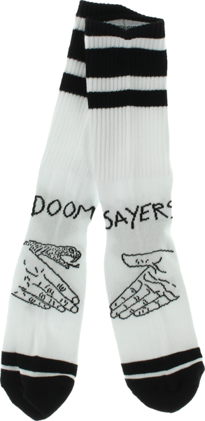 Doom Sayers Snake Shake Crew Socks White/Black - Single Pair 