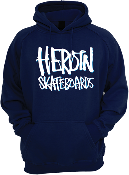 Heroin Heroin Script Hooded Sweatshirt - MEDIUM Navy